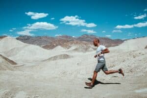 a man running in the desert